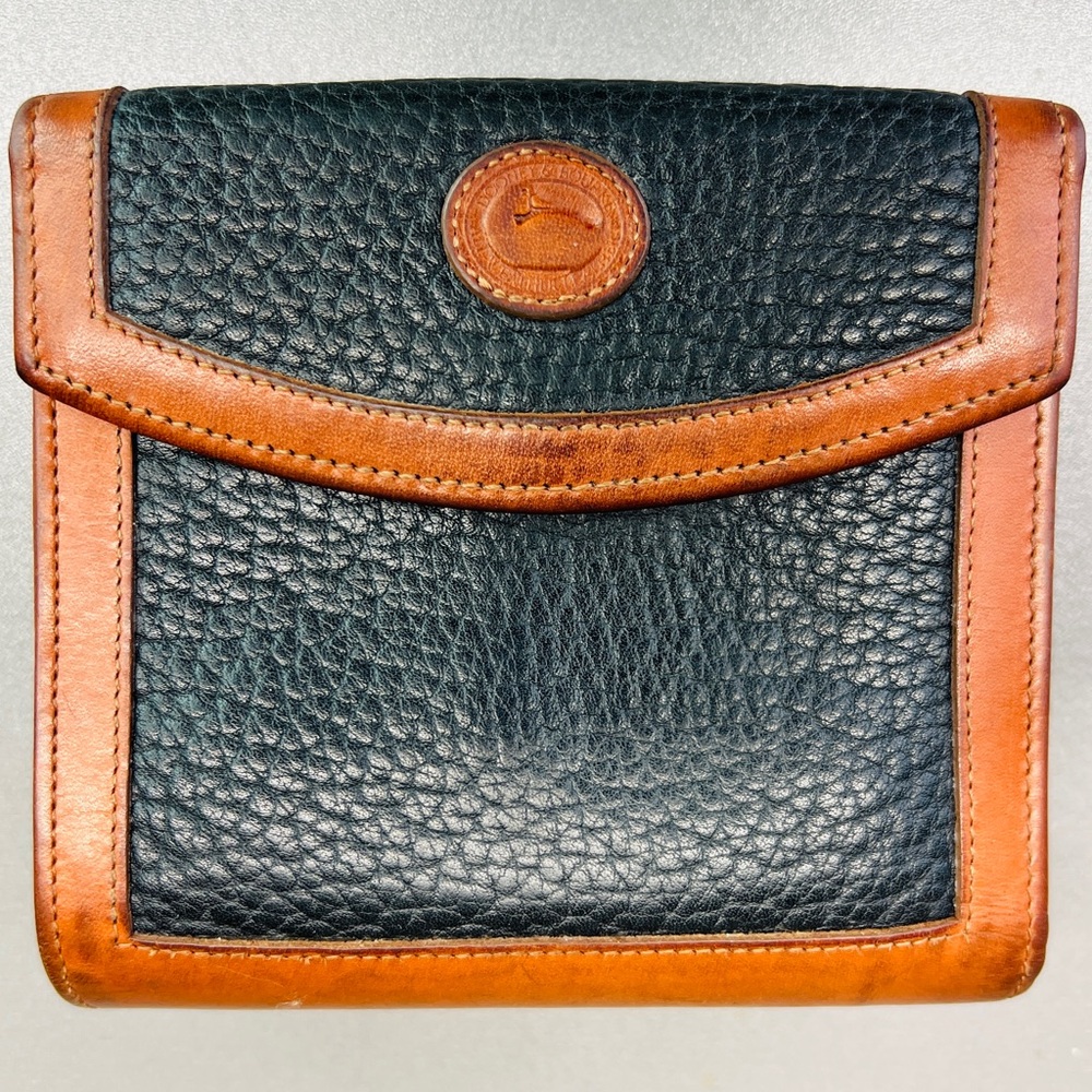 Dooney & Bourke Black and Tan Leather Wallet Made In USA